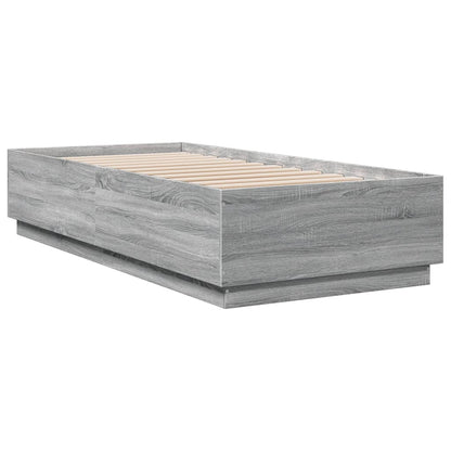Bedframe Met Led-Verlichting Grijs Sonoma Eiken 100X200 Cm Donkerbruin