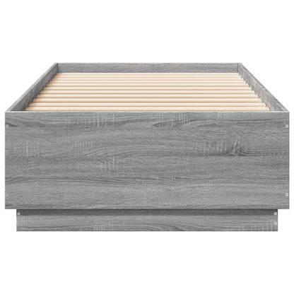 Bedframe Met Led-Verlichting Grijs Sonoma Eiken 100X200 Cm Donkerbruin