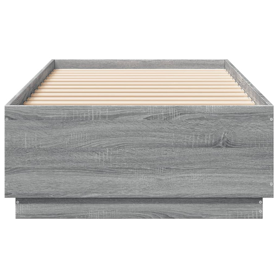 Bedframe Met Led-Verlichting Grijs Sonoma Eiken 100X200 Cm Donkerbruin