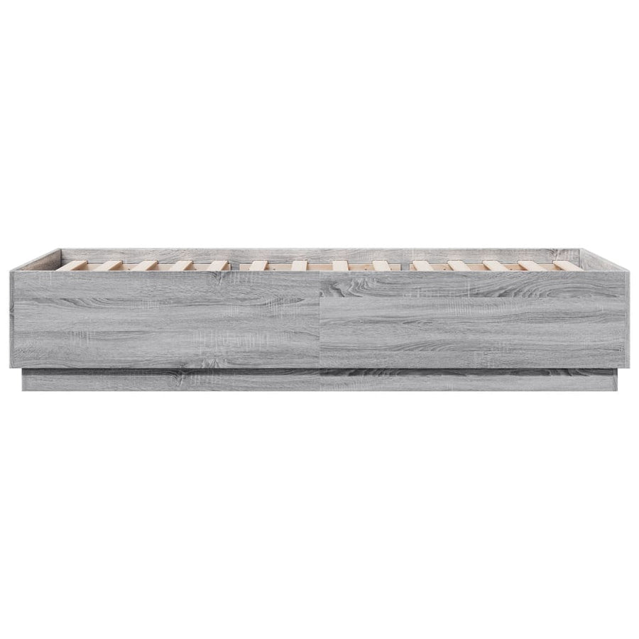 Bedframe Met Led-Verlichting Grijs Sonoma Eiken 100X200 Cm Donkerbruin