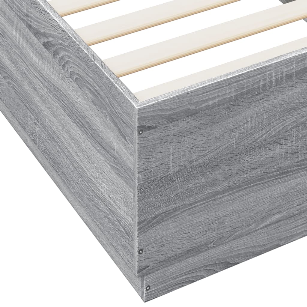 Bedframe Met Led-Verlichting Grijs Sonoma Eiken 100X200 Cm Donkerbruin