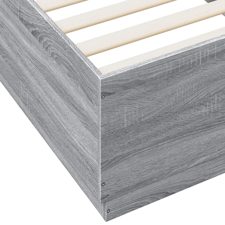 Bedframe Met Led-Verlichting Grijs Sonoma Eiken 100X200 Cm Donkerbruin