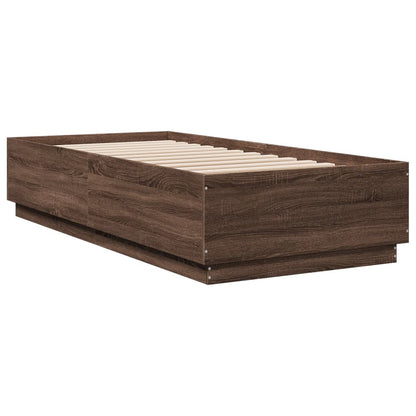 Bedframe Met Led-Verlichting Bruin Eikenkleur 100X200 Cm