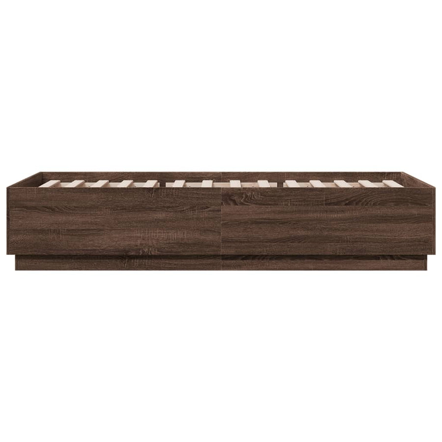 Bedframe Met Led-Verlichting Bruin Eikenkleur 100X200 Cm