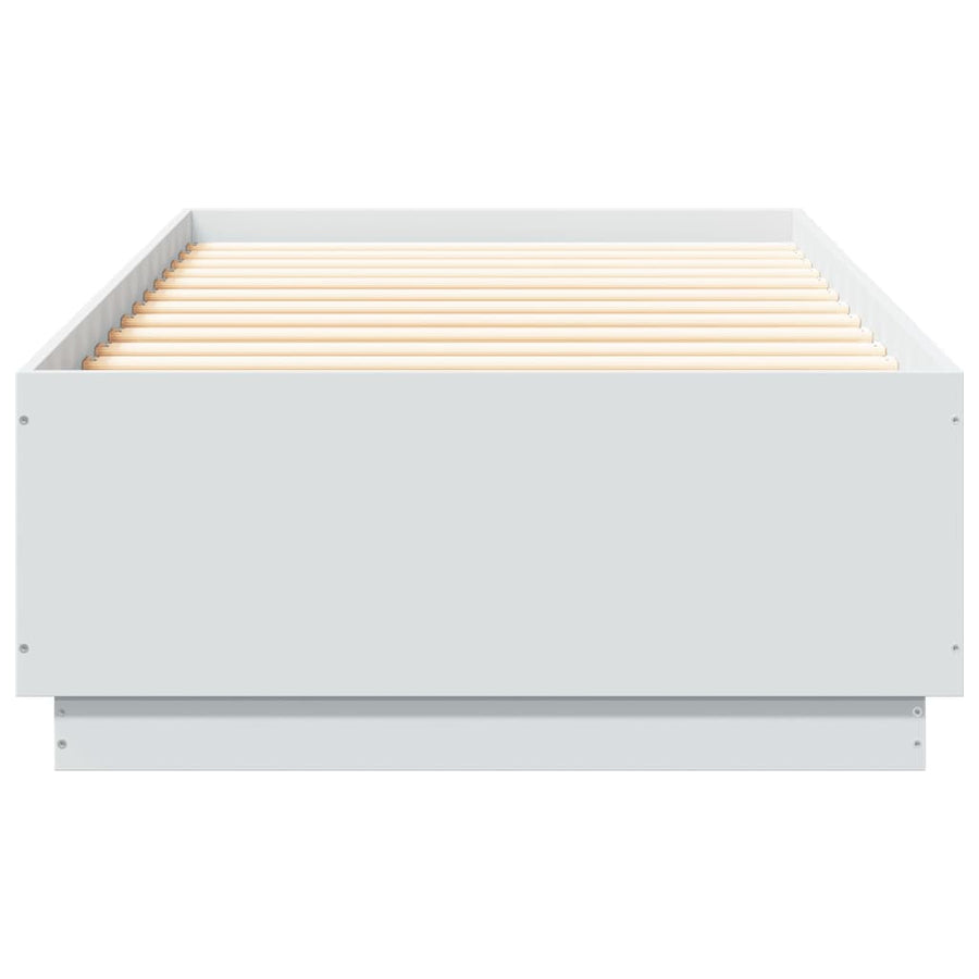 Bedframe Met Led-Verlichting Bewerkt Hout Wit 90X200 Cm Donkerbruin