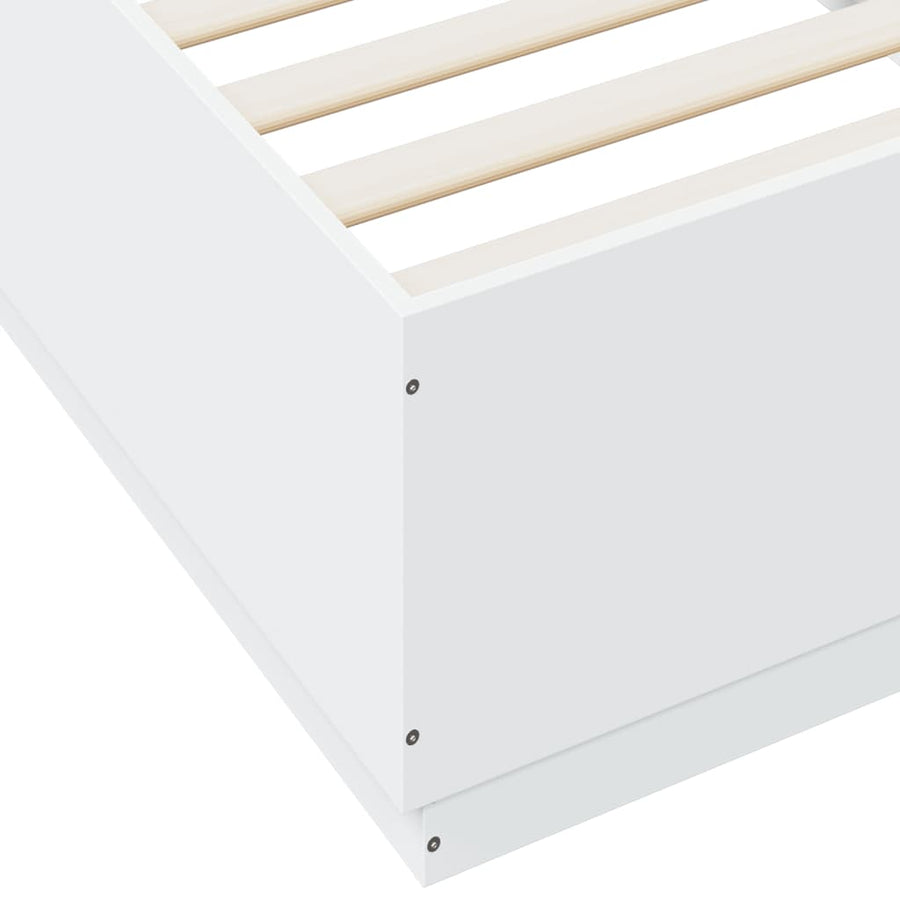 Bedframe Met Led-Verlichting Bewerkt Hout Wit 90X200 Cm Donkerbruin