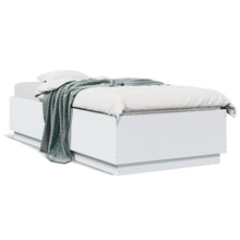 Bedframe Met Led-Verlichting Bewerkt Hout Wit 90X200 Cm Donkerbruin