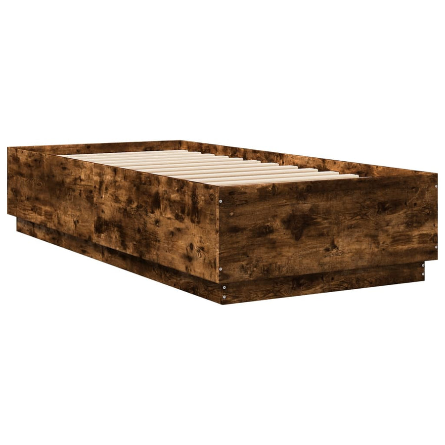 Bedframe Met Led-Verlichting Gerookt Eikenkleurig 90X200 Cm