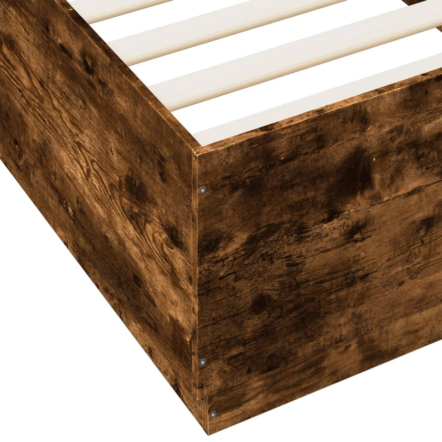 Bedframe Met Led-Verlichting Gerookt Eikenkleurig 90X200 Cm