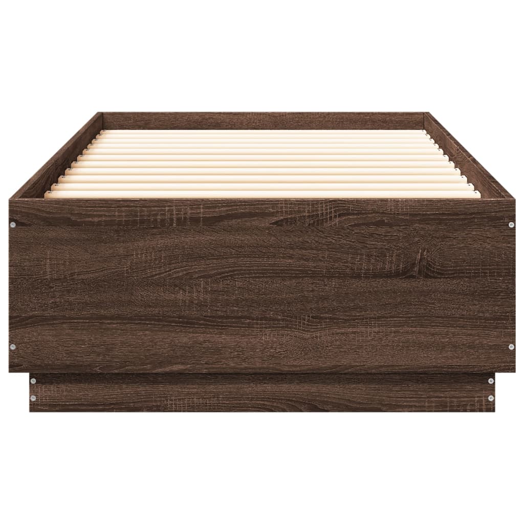 Bedframe Met Led-Verlichting Bruin Eikenkleur 90X200 Cm