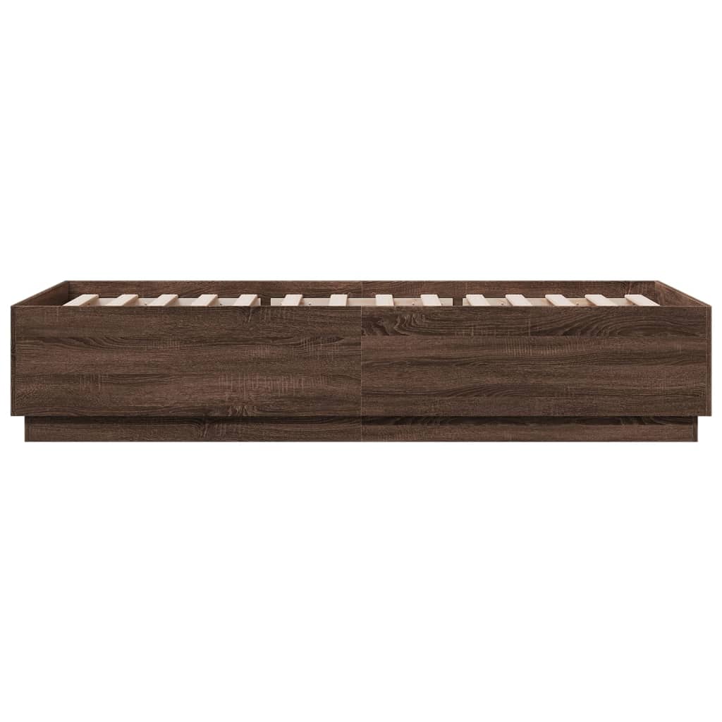 Bedframe Met Led-Verlichting Bruin Eikenkleur 90X200 Cm