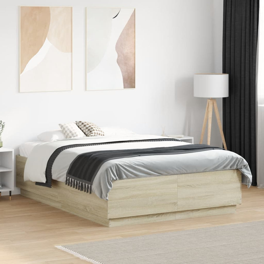 Bedframe Met Led-Verlichting Sonoma Eikenkleurig 140X200 Cm