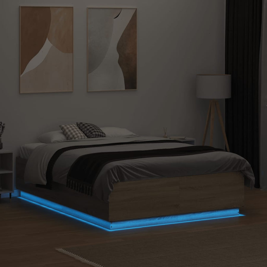 Bedframe Met Led-Verlichting Sonoma Eikenkleurig 140X200 Cm