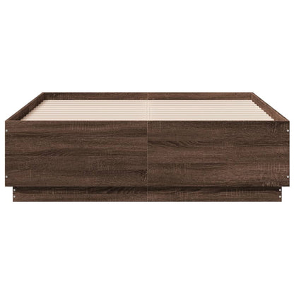 Bedframe Met Led-Verlichting Bruin Eikenkleurig 140X190 Cm Donkerbruin
