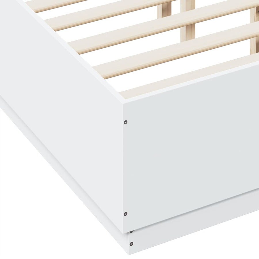 Bedframe met LED-verlichting bewerkt hout wit 135x190 cm