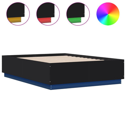 Bedframe met LED-verlichting bruin eikenkleurig 135x190 cm