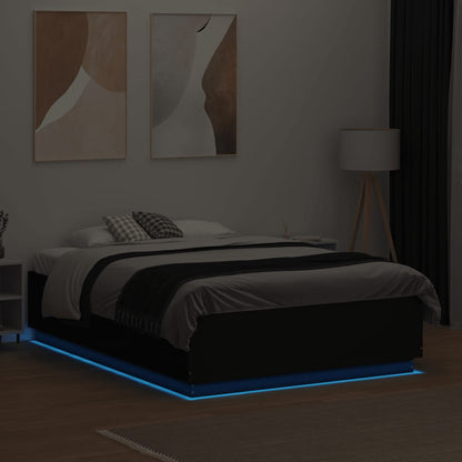 Bedframe met LED-verlichting bruin eikenkleurig 135x190 cm