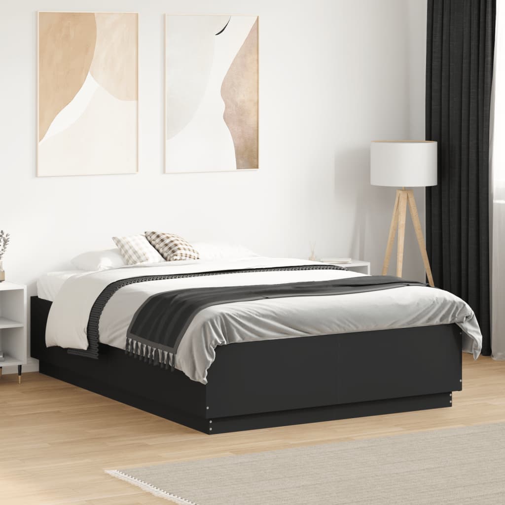 Bedframe met LED-verlichting bruin eikenkleurig 135x190 cm