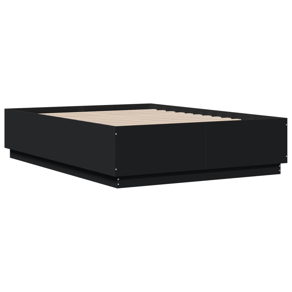 Bedframe met LED-verlichting bruin eikenkleurig 135x190 cm