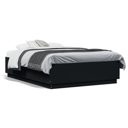 Bedframe met LED-verlichting bruin eikenkleurig 135x190 cm