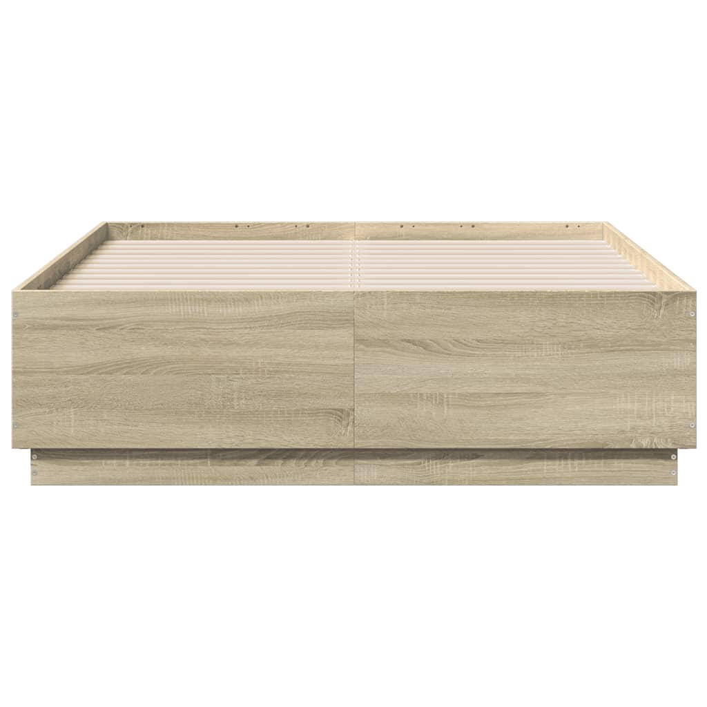 Bedframe met LED-verlichting sonoma eikenkleurig 135x190 cm