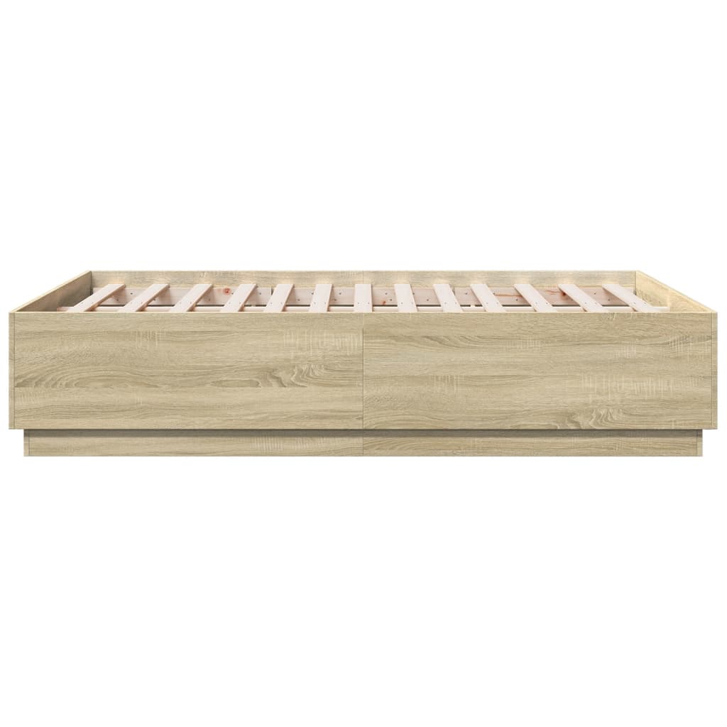 Bedframe met LED-verlichting sonoma eikenkleurig 135x190 cm