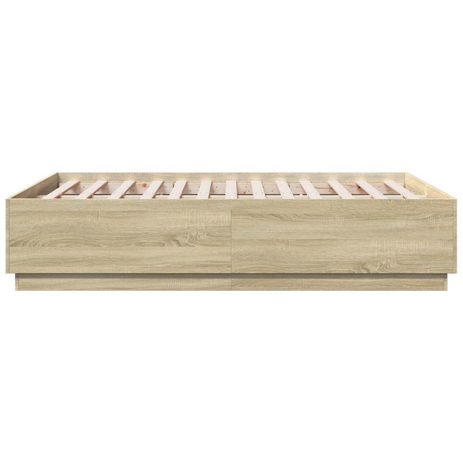 Bedframe met LED-verlichting sonoma eikenkleurig 135x190 cm
