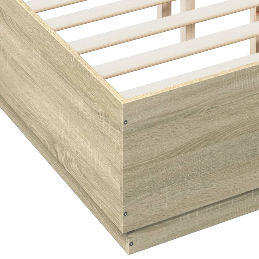 Bedframe met LED-verlichting sonoma eikenkleurig 135x190 cm