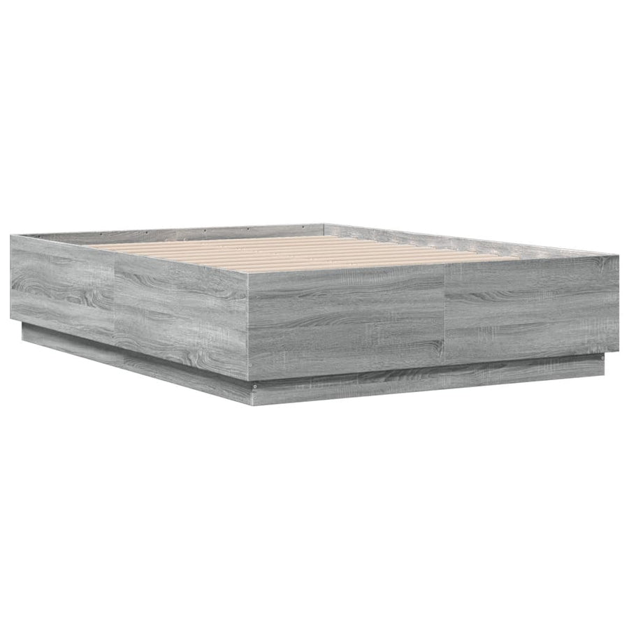 Bedframe met LED-verlichting grijs sonoma eiken 135x190 cm