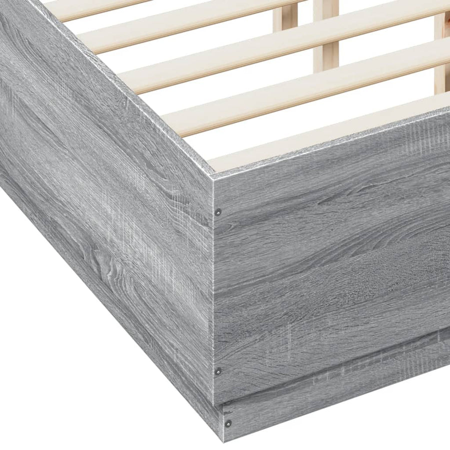 Bedframe met LED-verlichting grijs sonoma eiken 135x190 cm