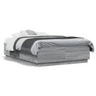 Bed frame with LED lighting grey Sonoma oak 135x190 cm