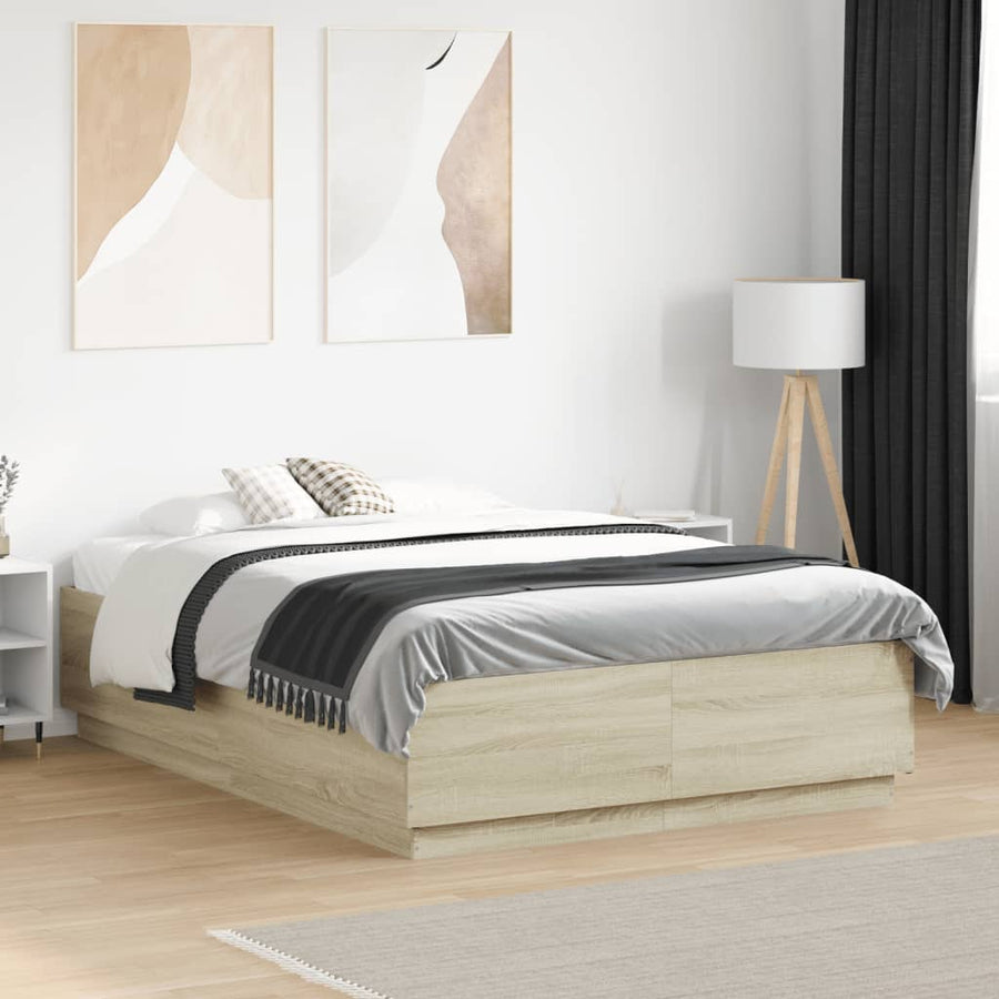 Bedframe Met Led-Verlichting Sonoma Eikenkleurig 120X190 Cm