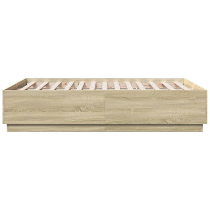 Bedframe Met Led-Verlichting Sonoma Eikenkleurig 120X190 Cm