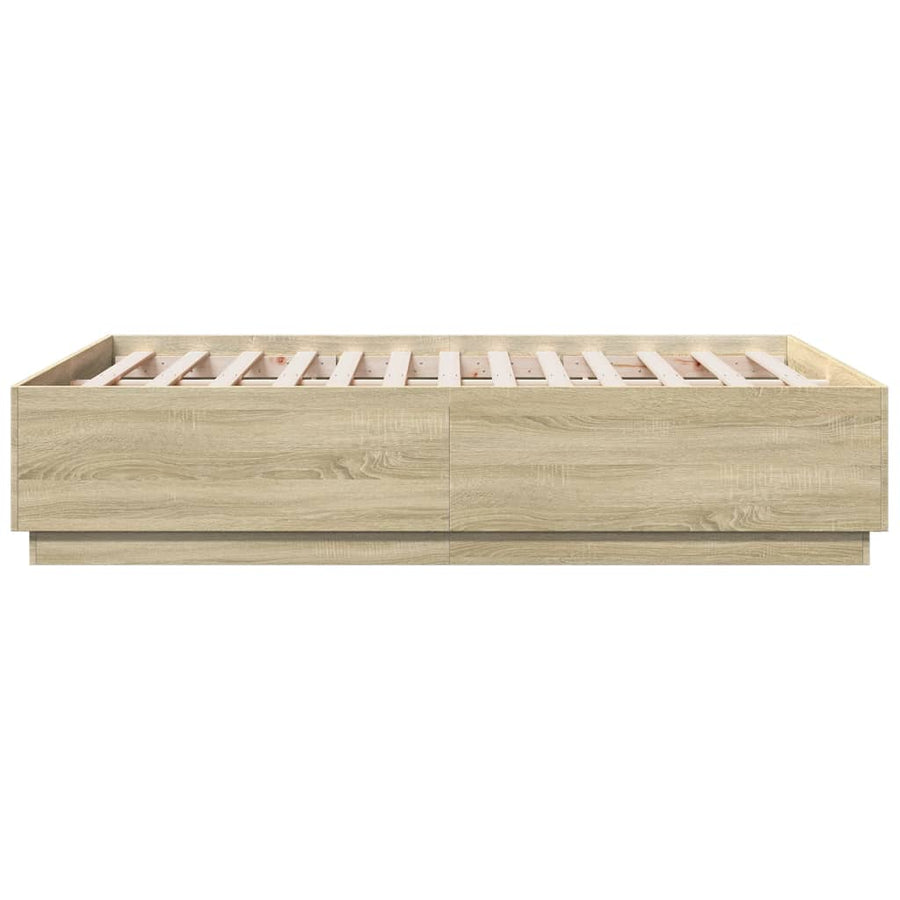 Bedframe Met Led-Verlichting Sonoma Eikenkleurig 120X190 Cm