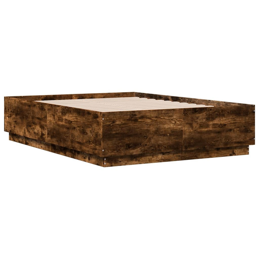 Bedframe Met Led-Verlichting Gerookt Eikenkleurig 120X190 Cm