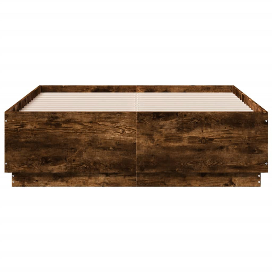 Bedframe Met Led-Verlichting Gerookt Eikenkleurig 120X190 Cm