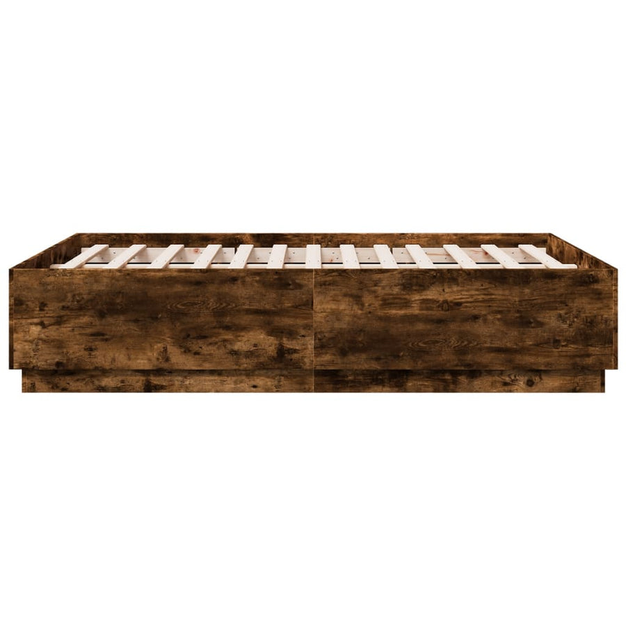 Bedframe Met Led-Verlichting Gerookt Eikenkleurig 120X190 Cm