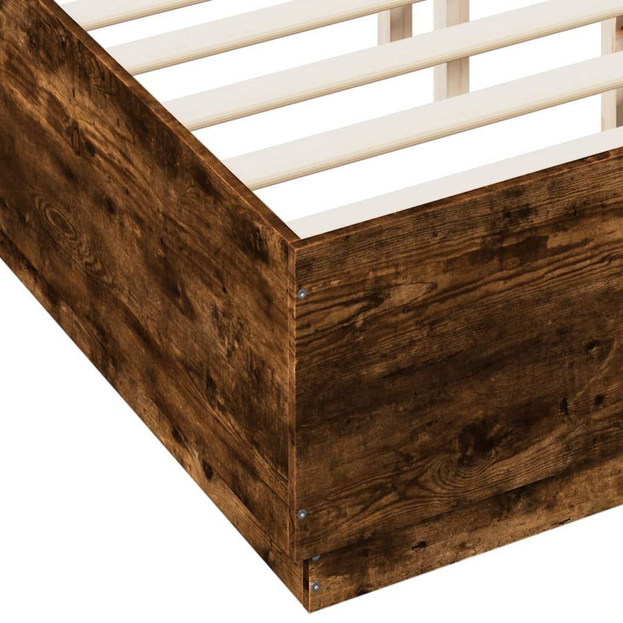 Bedframe Met Led-Verlichting Gerookt Eikenkleurig 120X190 Cm