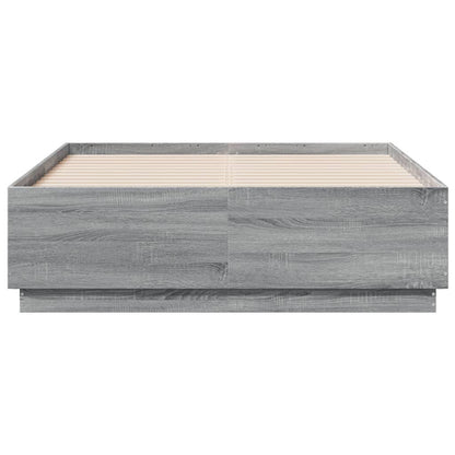 Bedframe Met Led-Verlichting Grijs Sonoma Eiken 120X190 Cm Donkerbruin