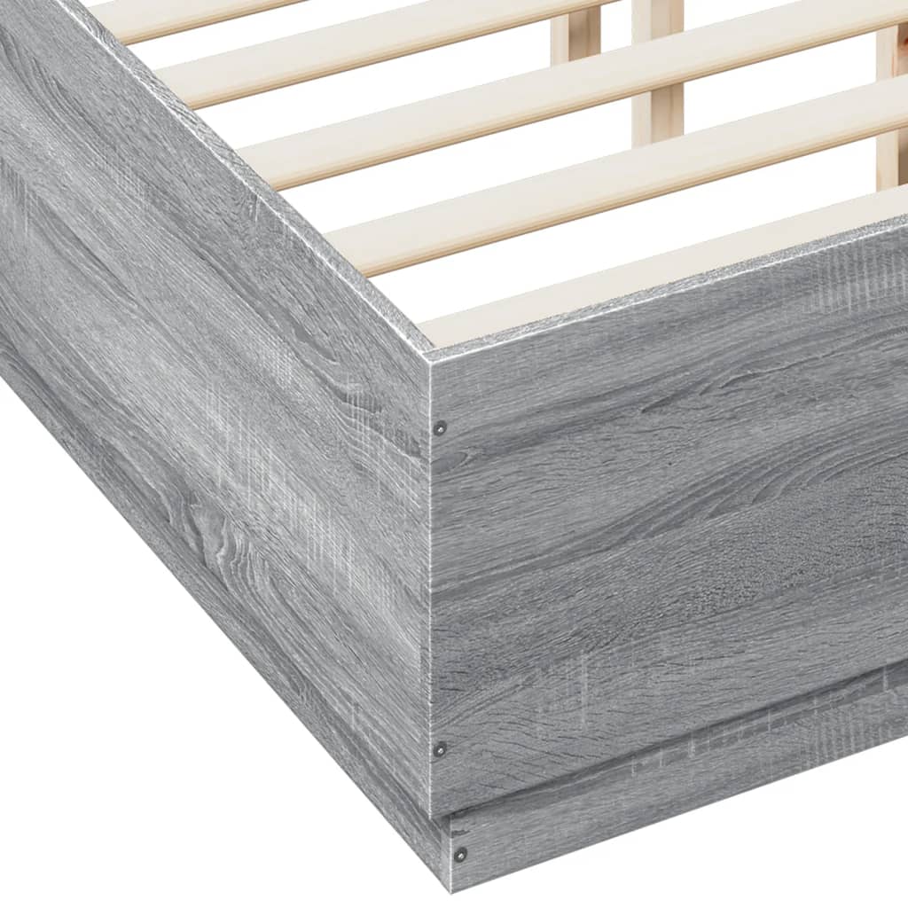 Bedframe Met Led-Verlichting Grijs Sonoma Eiken 120X190 Cm Donkerbruin