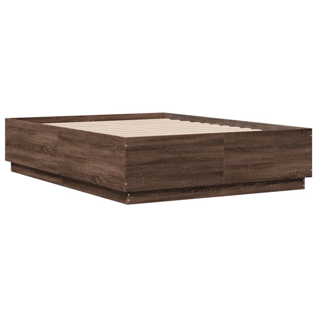 Bedframe Met Led-Verlichting Bruin Eikenkleurig 120X190 Cm