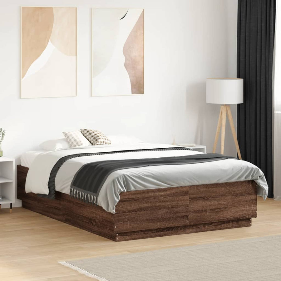 Bedframe Met Led-Verlichting Bruin Eikenkleurig 120X190 Cm