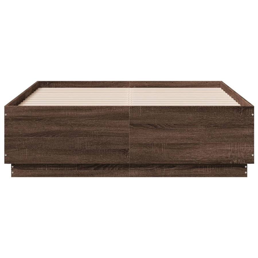 Bedframe Met Led-Verlichting Bruin Eikenkleurig 120X190 Cm