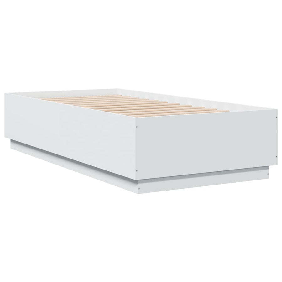 Bedframe met LED-verlichting bewerkt hout wit 90x190 cm