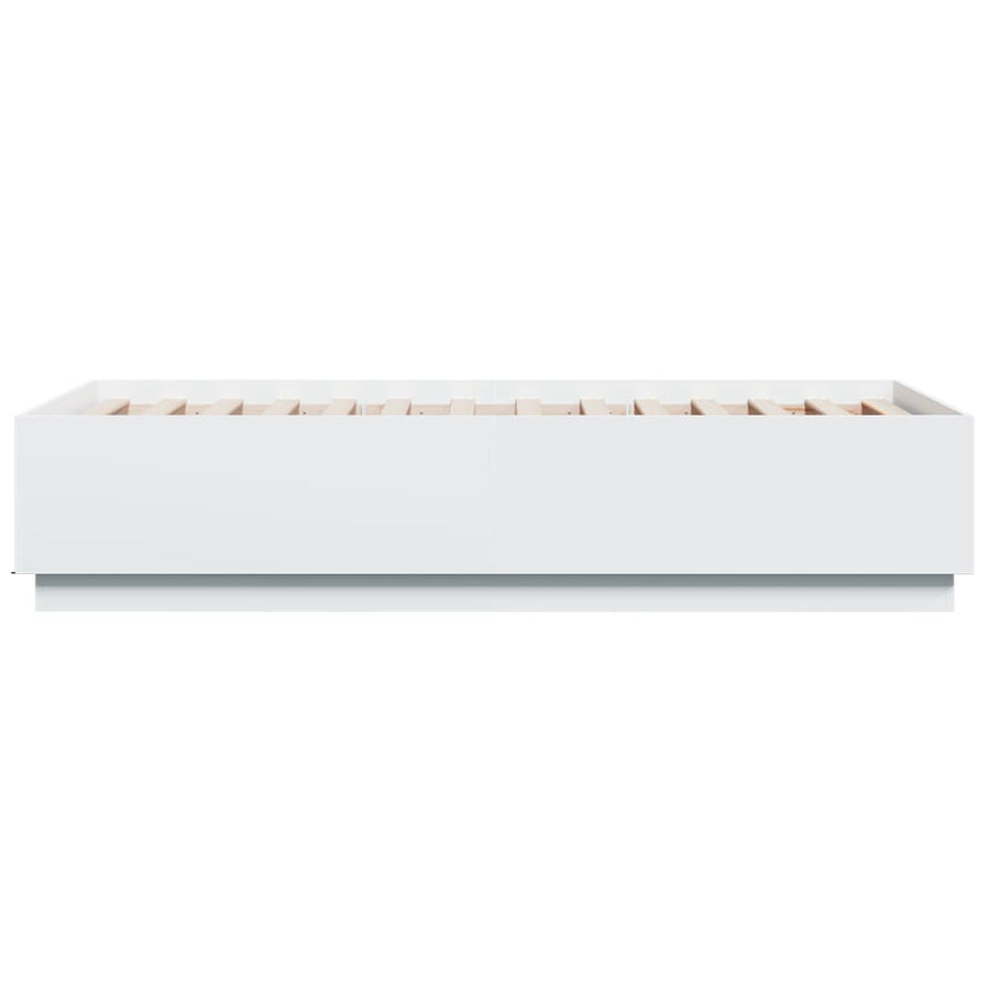 Bedframe met LED-verlichting bewerkt hout wit 90x190 cm