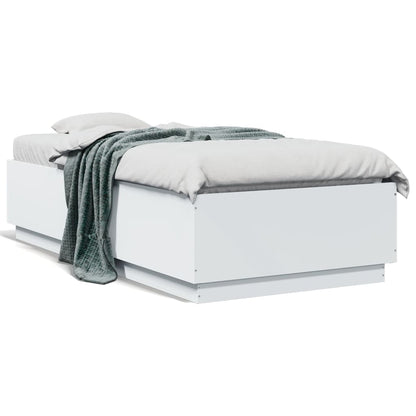 Bedframe met LED-verlichting bewerkt hout wit 90x190 cm