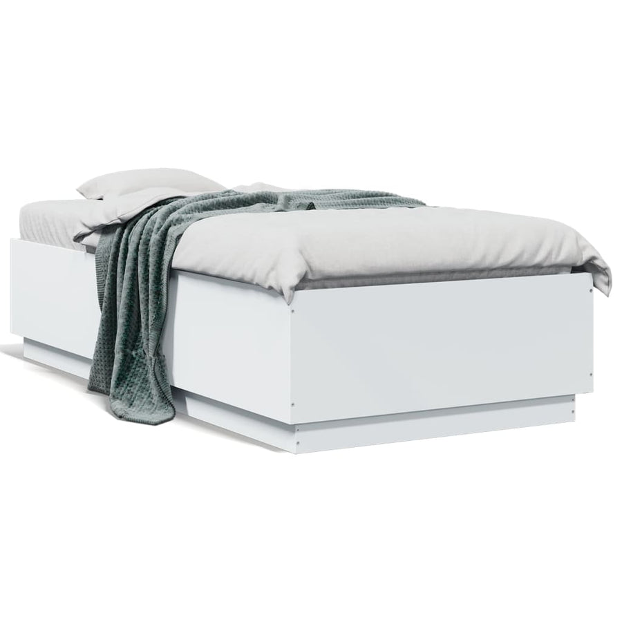 Bedframe met LED-verlichting bewerkt hout wit 90x190 cm