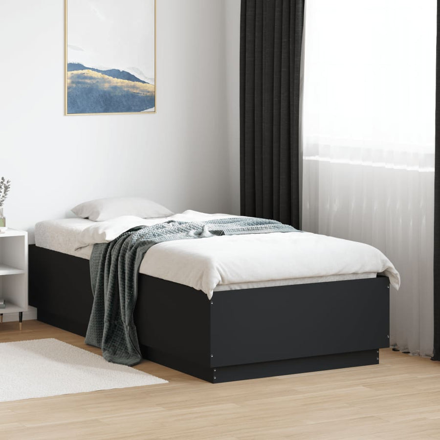 Bedframe met LED-verlichting bewerkt hout zwart 90x190 cm
