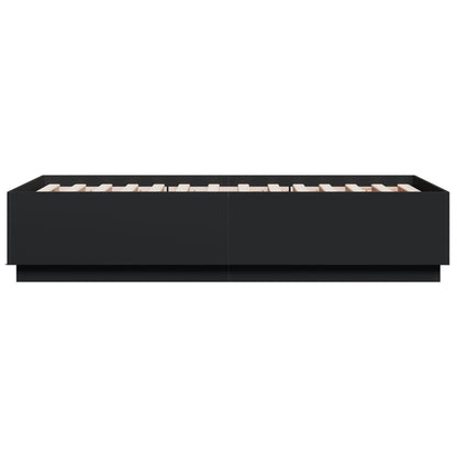 Bedframe met LED-verlichting bewerkt hout zwart 90x190 cm
