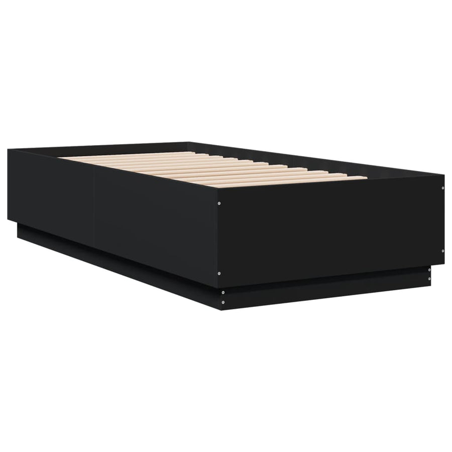 Bedframe met LED-verlichting bewerkt hout zwart 90x190 cm